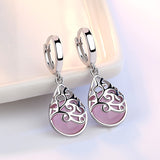 Trendy Opal Stone Flower 925 Sterling Silver Ladies Stud Earrings