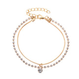 Women Double Foot Chain Cavigliere Silver Color Chain De pied Ankle Bracelets