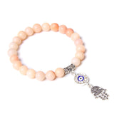 Handmade Natural Stone Lotus Ohm Buddha Beads Bracelet