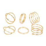 Original Design Gold Color Round Hollow Geometric Rings Set For Women