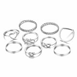Original Design Gold Color Round Hollow Geometric Rings Set For Women