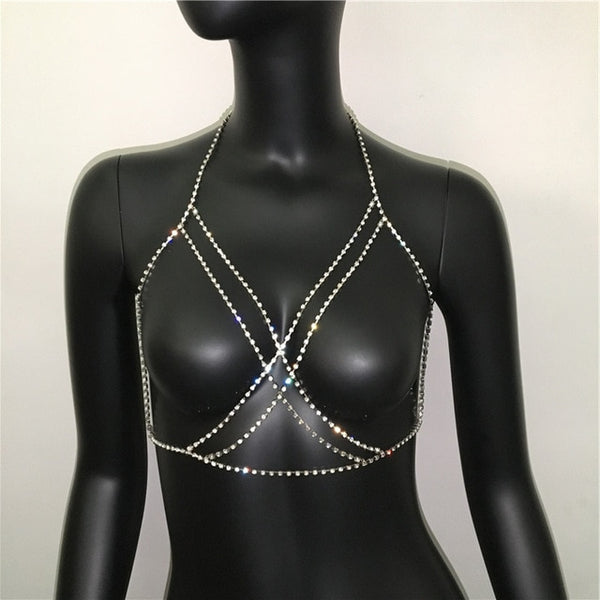 Shining Rhinestones Chest Cross Body Chain