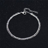 Women Double Foot Chain Cavigliere Silver Color Chain De pied Ankle Bracelets
