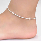 Women Double Foot Chain Cavigliere Silver Color Chain De pied Ankle Bracelets