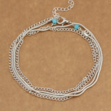 Women Double Foot Chain Cavigliere Silver Color Chain De pied Ankle Bracelets