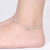 Women Double Foot Chain Cavigliere Silver Color Chain De pied Ankle Bracelets
