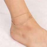 Women Double Foot Chain Cavigliere Silver Color Chain De pied Ankle Bracelets