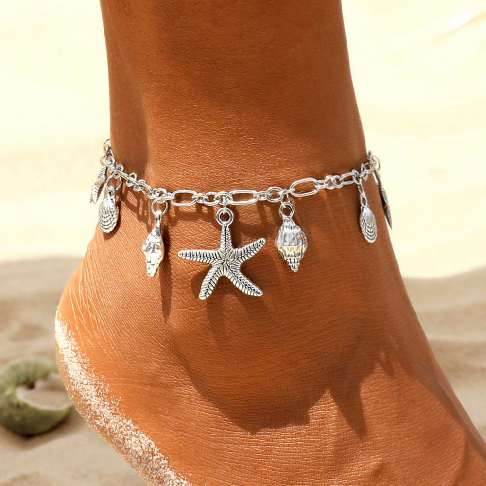 Vintage Anklets for Women Starfish Shell Pendant