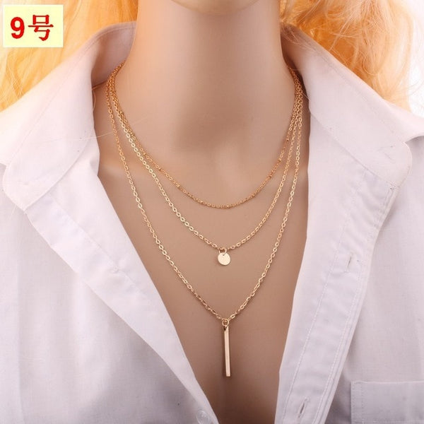 3 Layed Choker Necklaces Collar Women