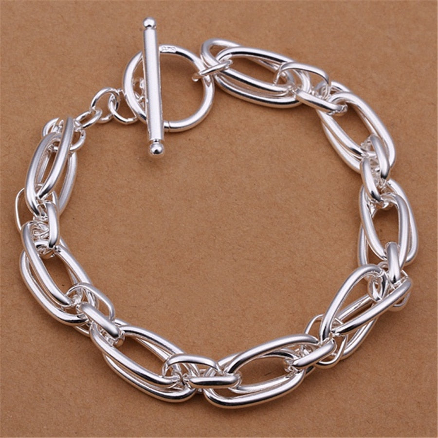 Women chain silver color plated bracelets